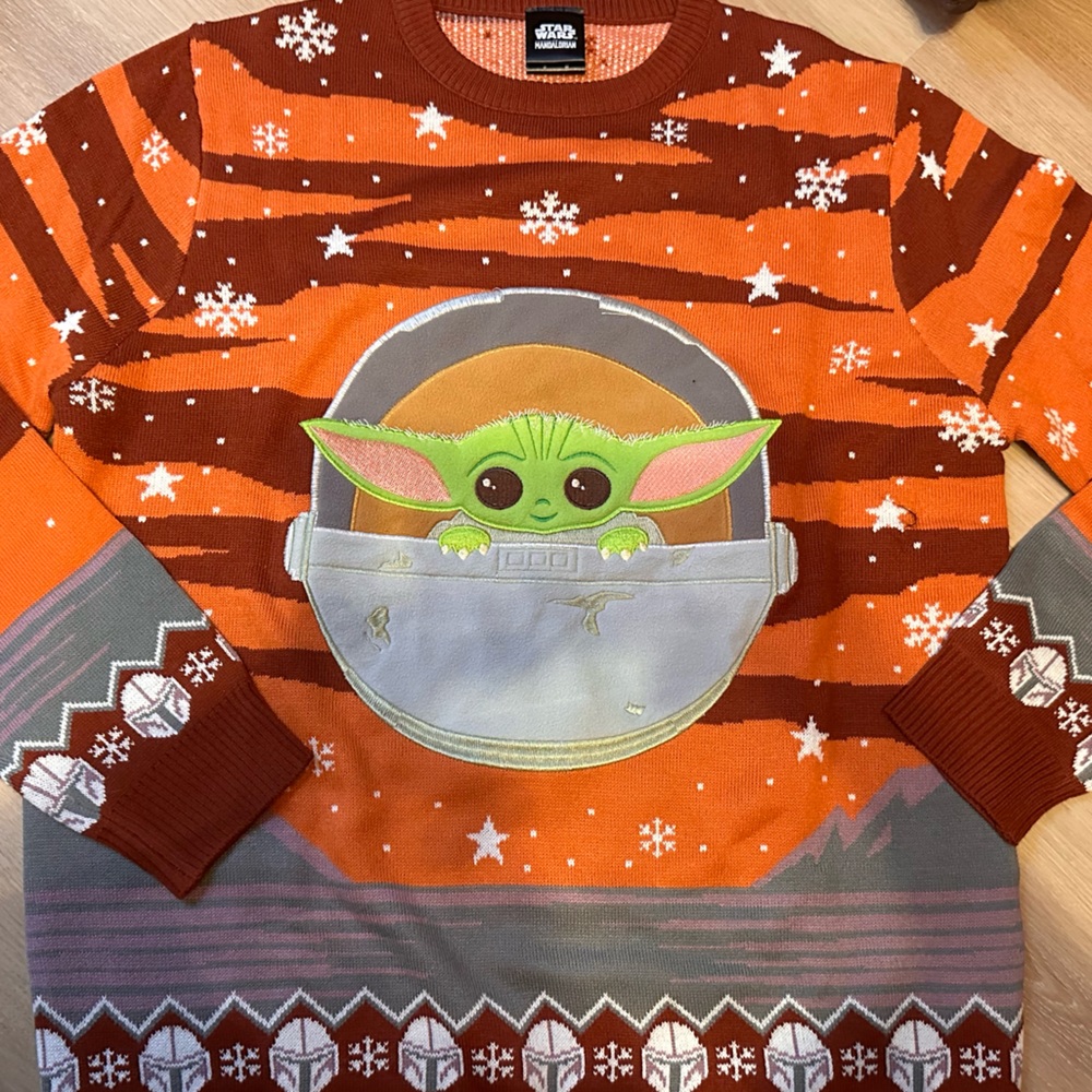 Star Wars Mandalorian Baby Yoda Numskull Sweater, Size adult S, loose fit.